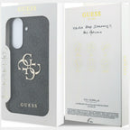Guess Leather 4G Metal Logo dėklas Samsung Galaxy A37 5G - juodas -- Samsung Galaxy A37 5G