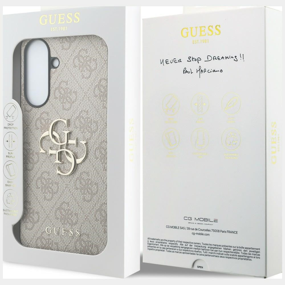 Guess Leather 4G Metal Logo dėklas Samsung Galaxy A37 5G - rožinis -- Samsung Galaxy A37 5G