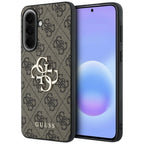 Guess Leather 4G Metal Logo dėklas Samsung Galaxy A57 5G - rudas -- Samsung Galaxy A57