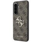 Guess Leather 4G Metal Logo dėklas Samsung Galaxy A57 5G - rudas -- Samsung Galaxy A57