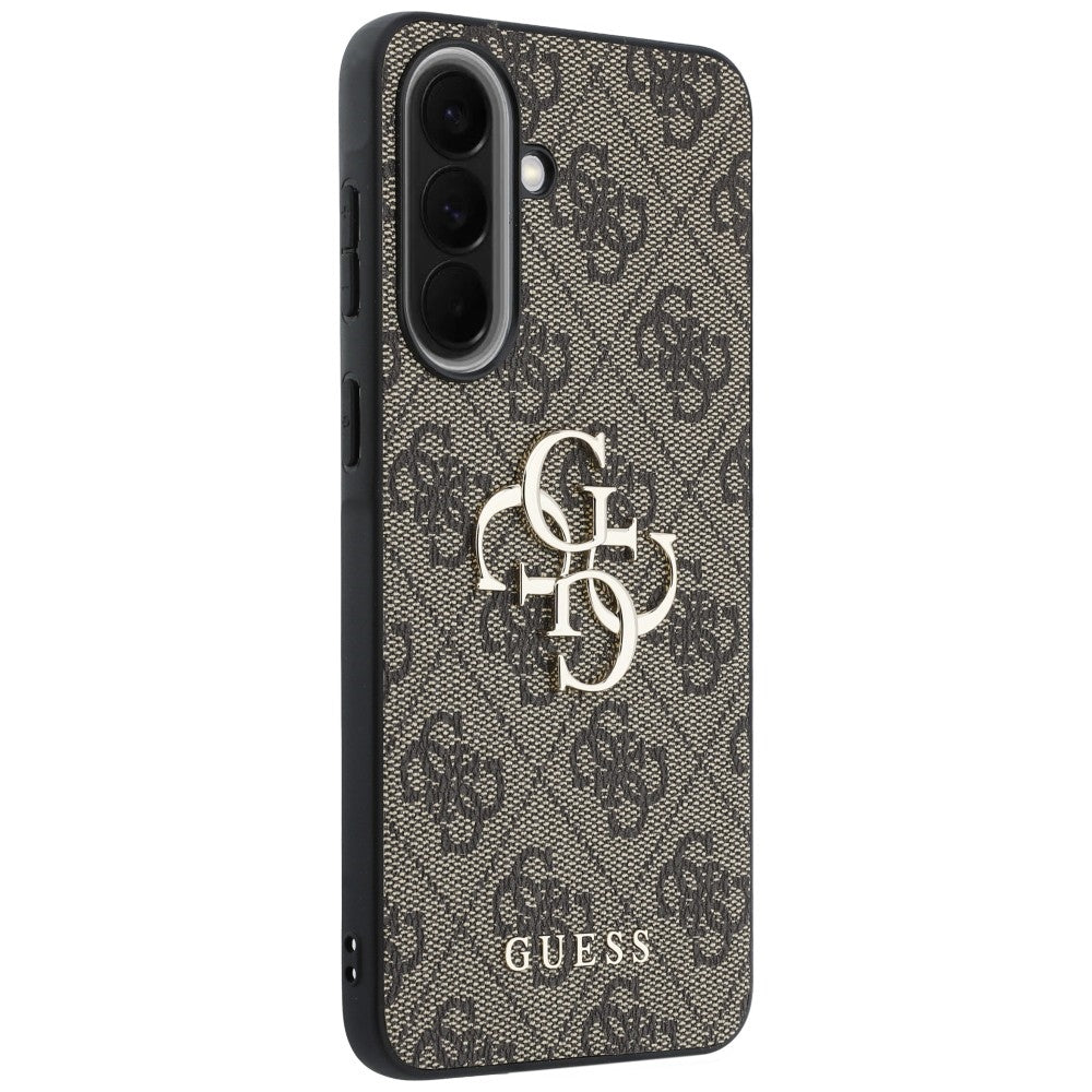 Guess Leather 4G Metal Logo dėklas Samsung Galaxy A57 5G - rudas -- Samsung Galaxy A57