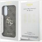 Guess Leather 4G Metal Logo dėklas Samsung Galaxy A57 5G - rudas -- Samsung Galaxy A57