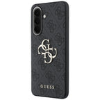 Guess Leather 4G Metal Logo dėklas Samsung Galaxy A57 5G - juodas -- Samsung Galaxy A57
