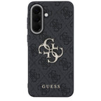 Guess Leather 4G Metal Logo dėklas Samsung Galaxy A57 5G - juodas -- Samsung Galaxy A57