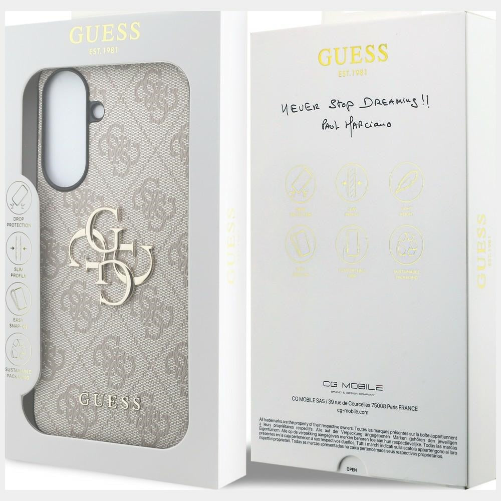 Guess Leather 4G Metal Logo dėklas Samsung Galaxy A57 5G - rožinis -- Samsung Galaxy A57
