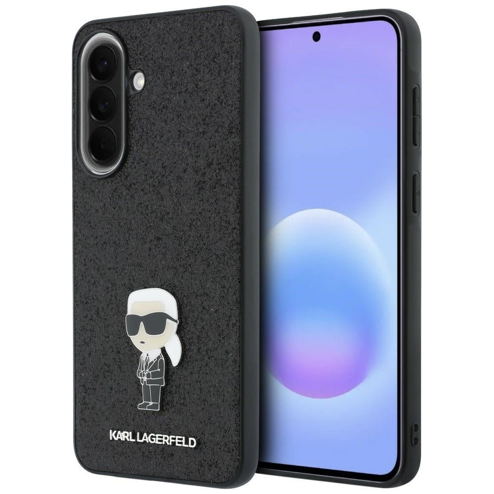 Karl Lagerfeld Fixed Glitter Ikonik Logo Metal Pin dėklas Samsung Galaxy A37 5G - juodas -- Samsung Galaxy A37 5G