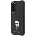 Karl Lagerfeld Fixed Glitter Ikonik Logo Metal Pin dėklas Samsung Galaxy A57 5G - juodas -- Samsung Galaxy A57