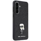 Karl Lagerfeld Fixed Glitter Ikonik Logo Metal Pin dėklas Samsung Galaxy A57 5G - juodas -- Samsung Galaxy A57