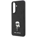 Karl Lagerfeld Fixed Glitter Ikonik Logo Metal Pin dėklas Samsung Galaxy A57 5G - juodas -- Samsung Galaxy A57