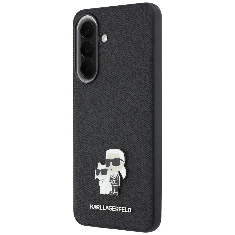 Karl Lagerfeld Saffiano w/ K&C Metal Logo dėklas Samsung Galaxy A57 5G - juodas -- Samsung Galaxy A57