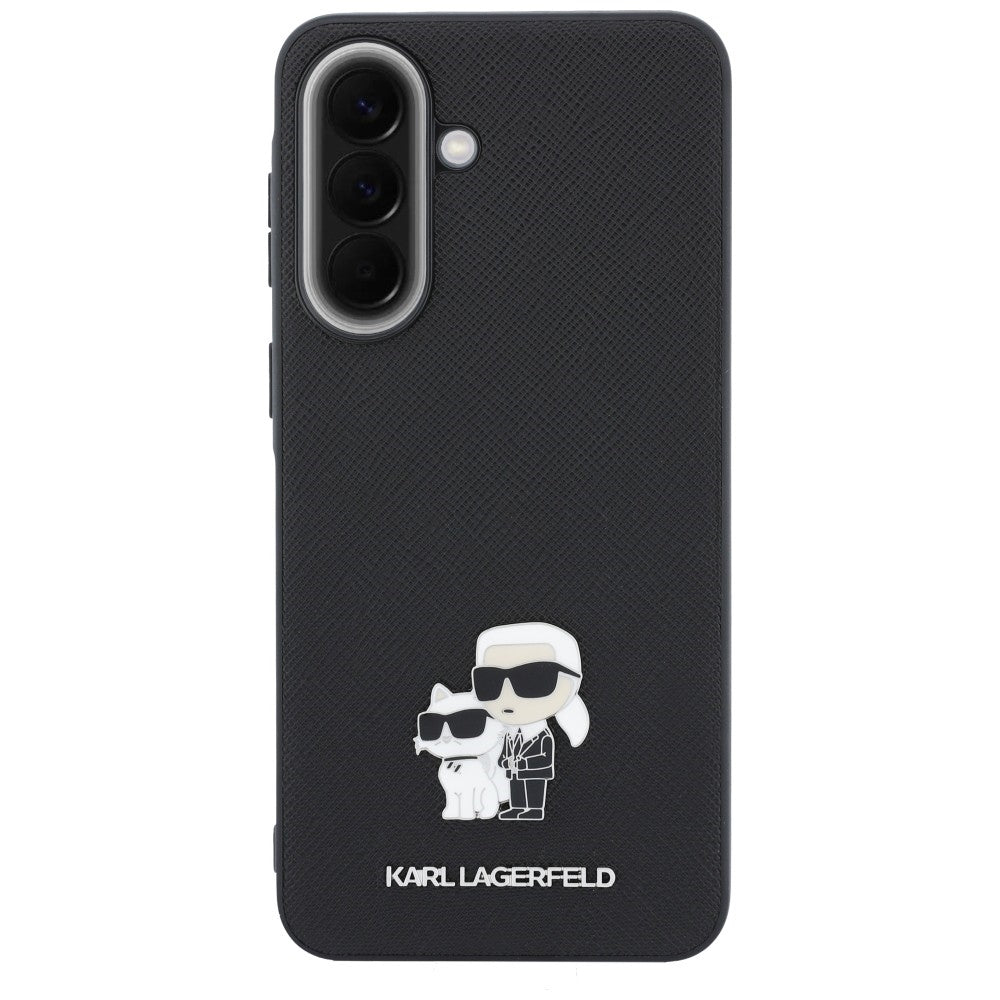Karl Lagerfeld Saffiano w/ K&C Metal Logo dėklas Samsung Galaxy A57 5G - juodas -- Samsung Galaxy A57