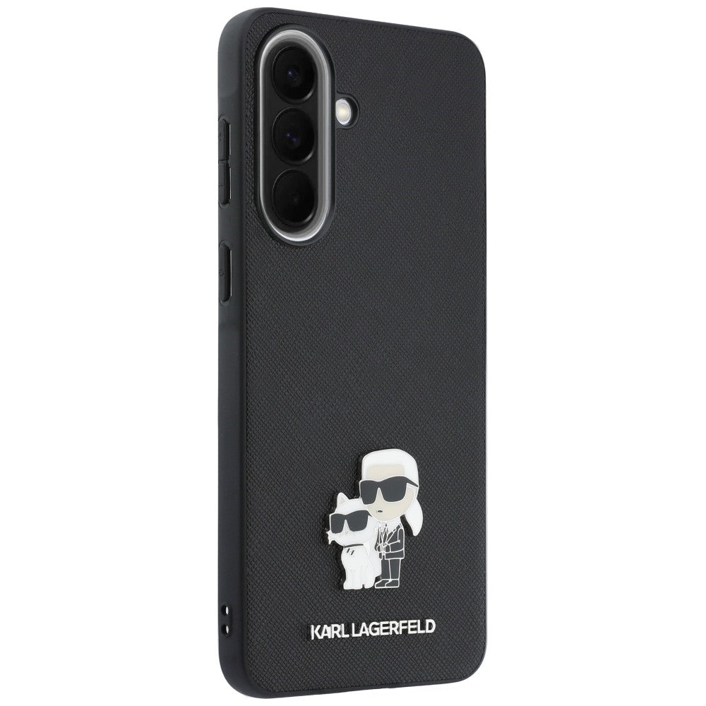 Karl Lagerfeld Saffiano w/ K&C Metal Logo dėklas Samsung Galaxy A57 5G - juodas -- Samsung Galaxy A57