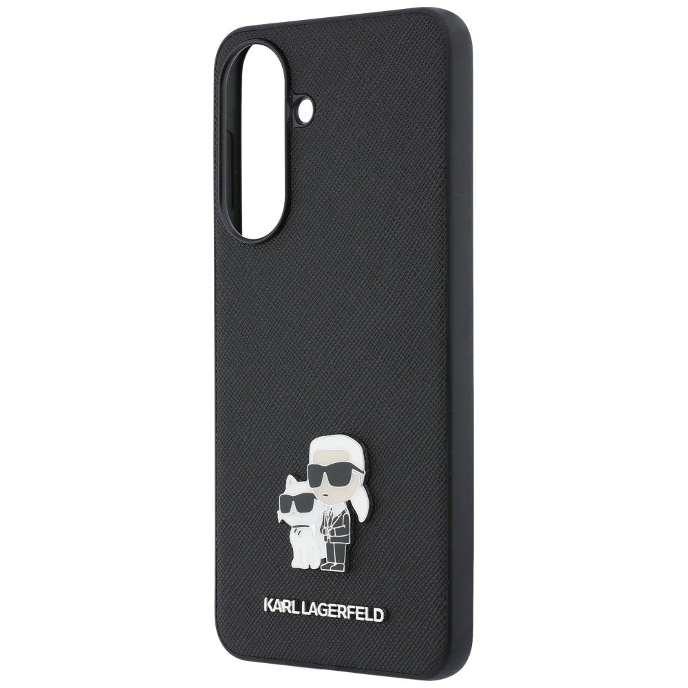 Karl Lagerfeld Saffiano w/ K&C Metal Logo dėklas Samsung Galaxy A57 5G - juodas -- Samsung Galaxy A57