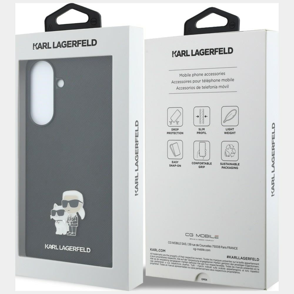 Karl Lagerfeld Saffiano w/ K&C Metal Logo dėklas Samsung Galaxy A57 5G - juodas -- Samsung Galaxy A57
