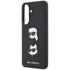 Karl Lagerfeld w/ Karl&Choupette Heads Pins&Logo dėklas Samsung Galaxy A37 5G - juodas -- Samsung Galaxy A37 5G