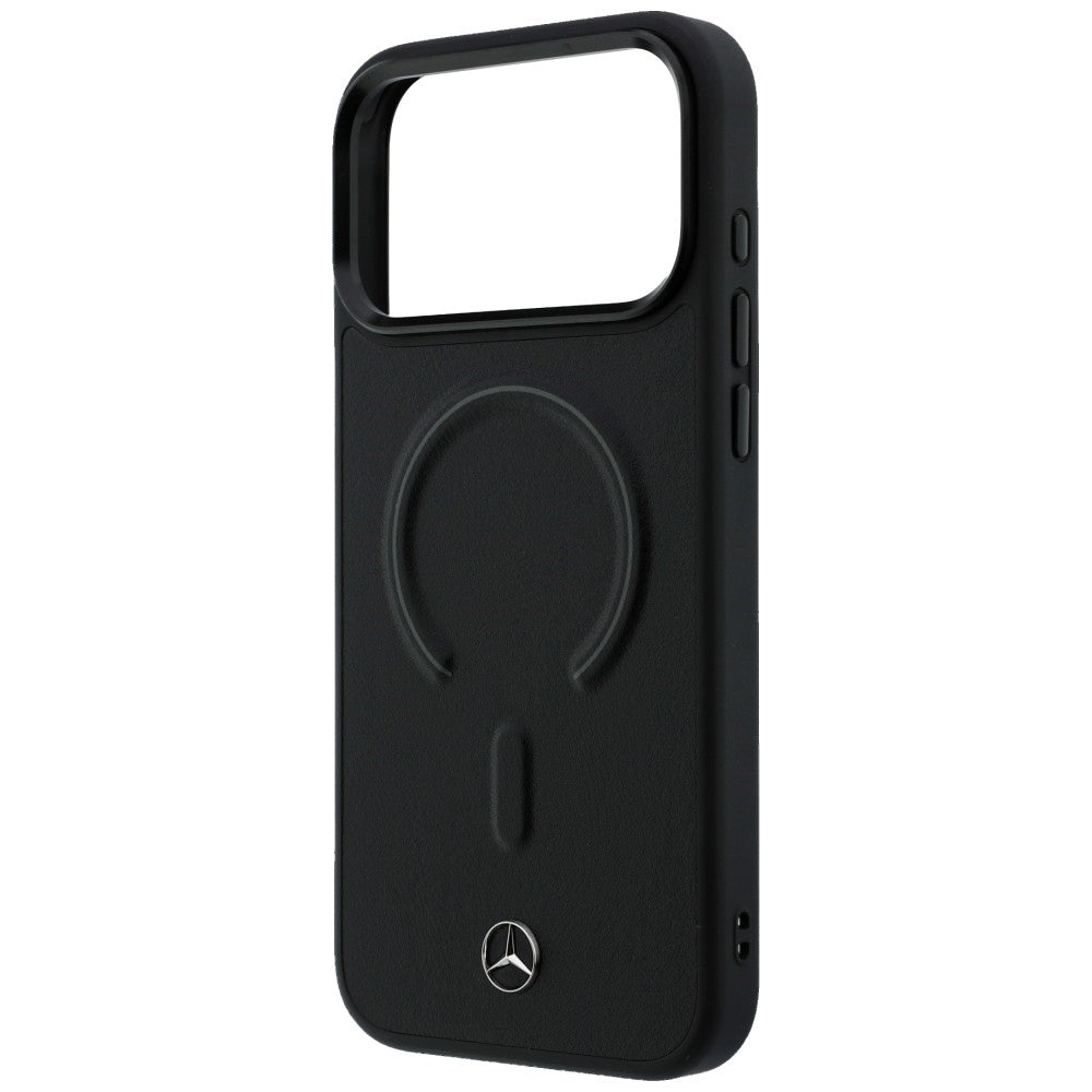 Mercedes Leather 3D MagSafe dėklas iPhone 17 Pro - juodas -- iPhone 17 Pro