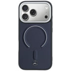 Mercedes Leather 3D MagSafe dėklas iPhone 17 Pro - tamsiai mėlynas -- iPhone 17 Pro