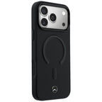 Mercedes Leather 3D MagSafe dėklas iPhone 17 Pro Max - juodas -- iPhone 17 Pro Max