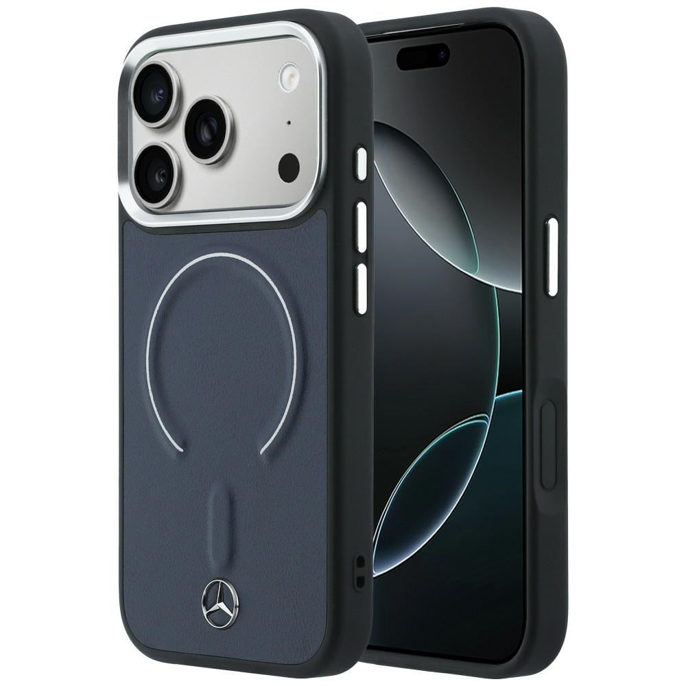 Mercedes Leather 3D MagSafe dėklas iPhone 17 Pro Max - tamsiai mėlynas -- iPhone 17 Pro Max