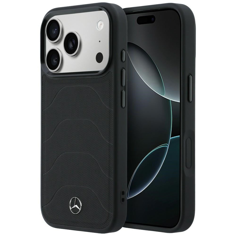 Mercedes Leather Mesh with Bow Line MagSafe dėklas iPhone 17 Pro - juodas -- iPhone 17 Pro