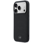 Mercedes Leather Mesh with Bow Line MagSafe dėklas iPhone 17 Pro - juodas -- iPhone 17 Pro