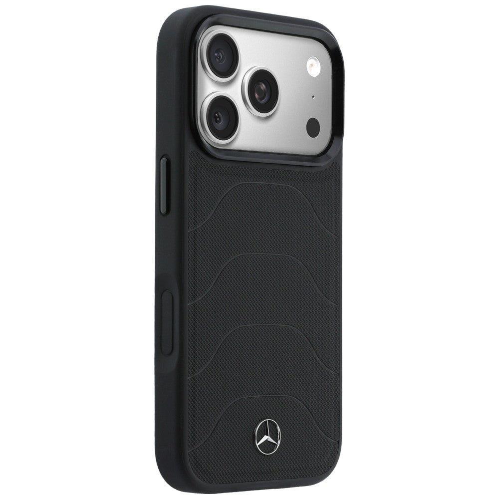 Mercedes Leather Mesh with Bow Line MagSafe dėklas iPhone 17 Pro - juodas -- iPhone 17 Pro