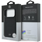 Mercedes Leather Mesh with Bow Line MagSafe dėklas iPhone 17 Pro - juodas -- iPhone 17 Pro