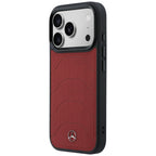 Mercedes Leather Mesh with Bow Line MagSafe dėklas iPhone 17 Pro - raudonas -- iPhone 17 Pro