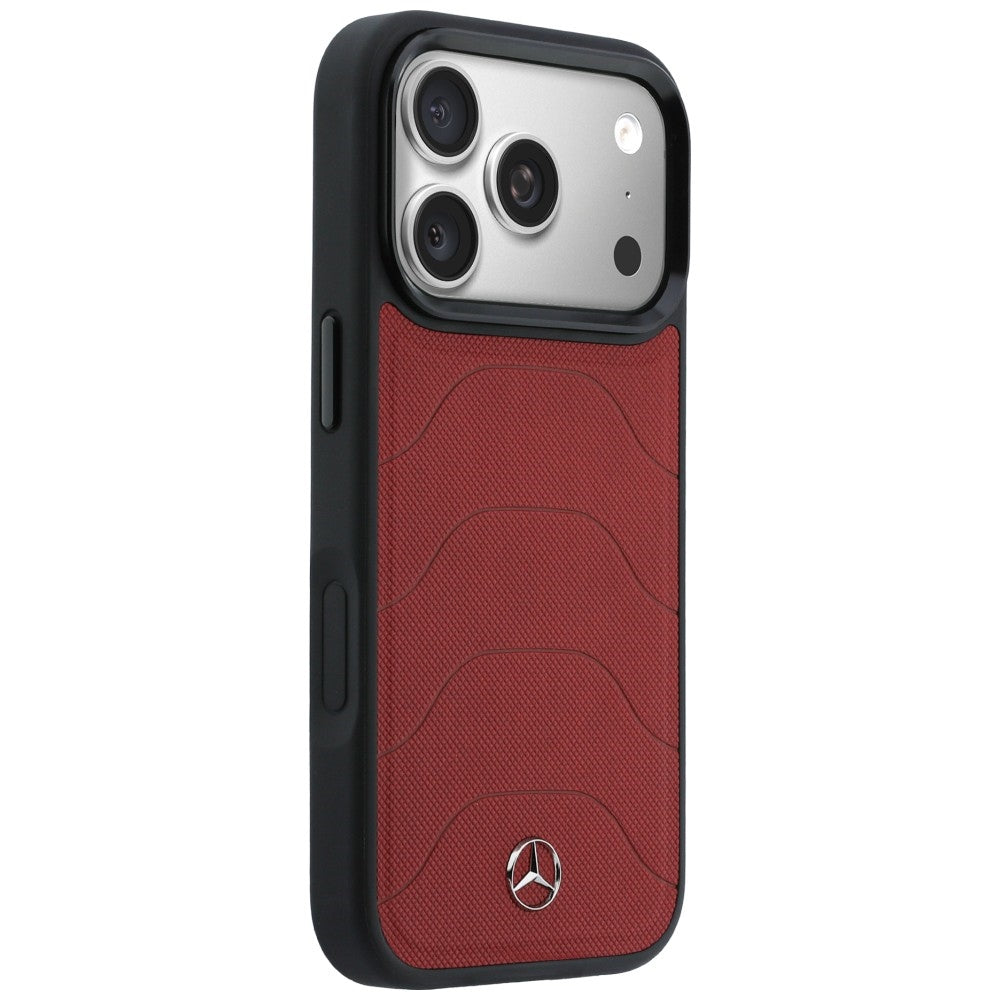 Mercedes Leather Mesh with Bow Line MagSafe dėklas iPhone 17 Pro - raudonas -- iPhone 17 Pro