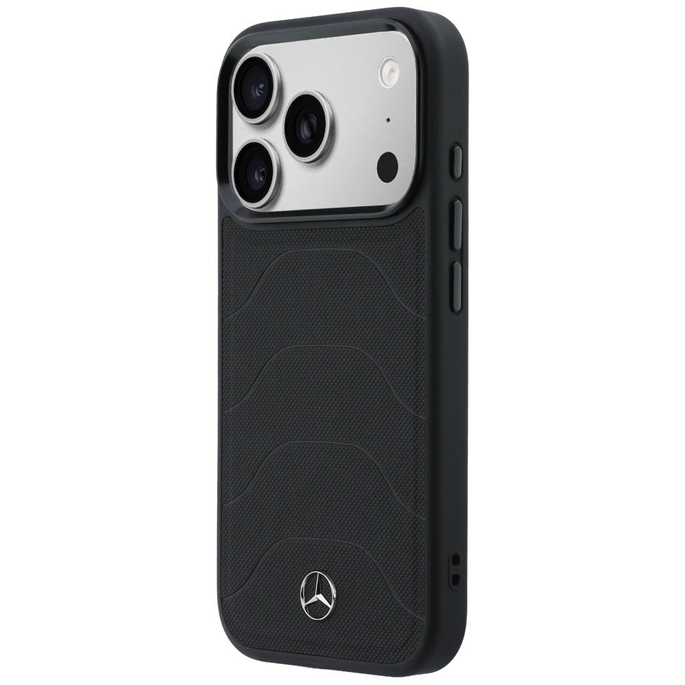 Mercedes Leather Mesh with Bow Line MagSafe dėklas iPhone 17 Pro Max - juodas -- iPhone 17 Pro Max