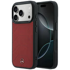 Mercedes Leather Mesh with Bow Line MagSafe dėklas iPhone 17 Pro Max - raudonas -- iPhone 17 Pro Max