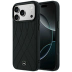 Mercedes Leather with Crossed Lines MagSafe dėklas iPhone 17 Pro - juodas -- iPhone 17 Pro