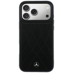 Mercedes Leather with Crossed Lines MagSafe dėklas iPhone 17 Pro - juodas -- iPhone 17 Pro