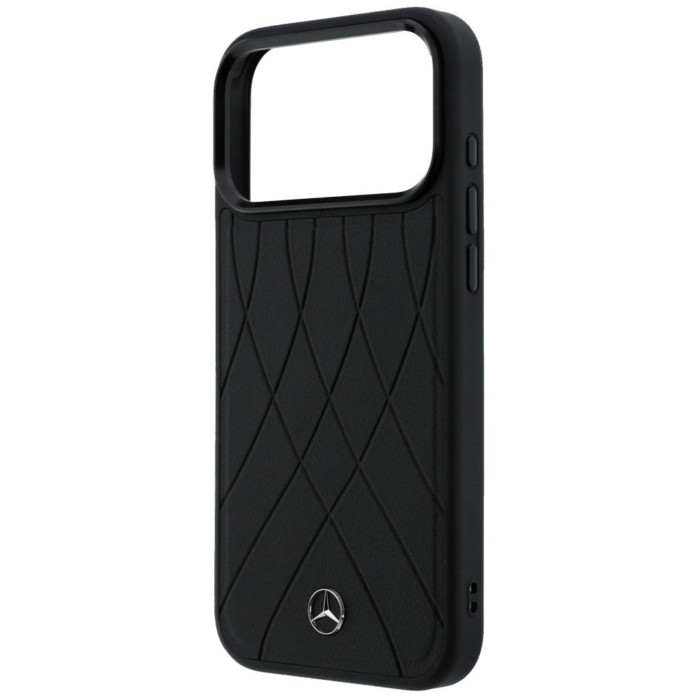 Mercedes Leather with Crossed Lines MagSafe dėklas iPhone 17 Pro - juodas -- iPhone 17 Pro