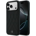 Mercedes Leather with Crossed Lines MagSafe dėklas iPhone 17 Pro Max - juodas -- iPhone 17 Pro Max