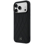 Mercedes Leather with Crossed Lines MagSafe dėklas iPhone 17 Pro Max - juodas -- iPhone 17 Pro Max