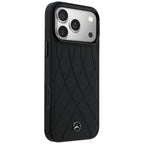 Mercedes Leather with Crossed Lines MagSafe dėklas iPhone 17 Pro Max - juodas -- iPhone 17 Pro Max