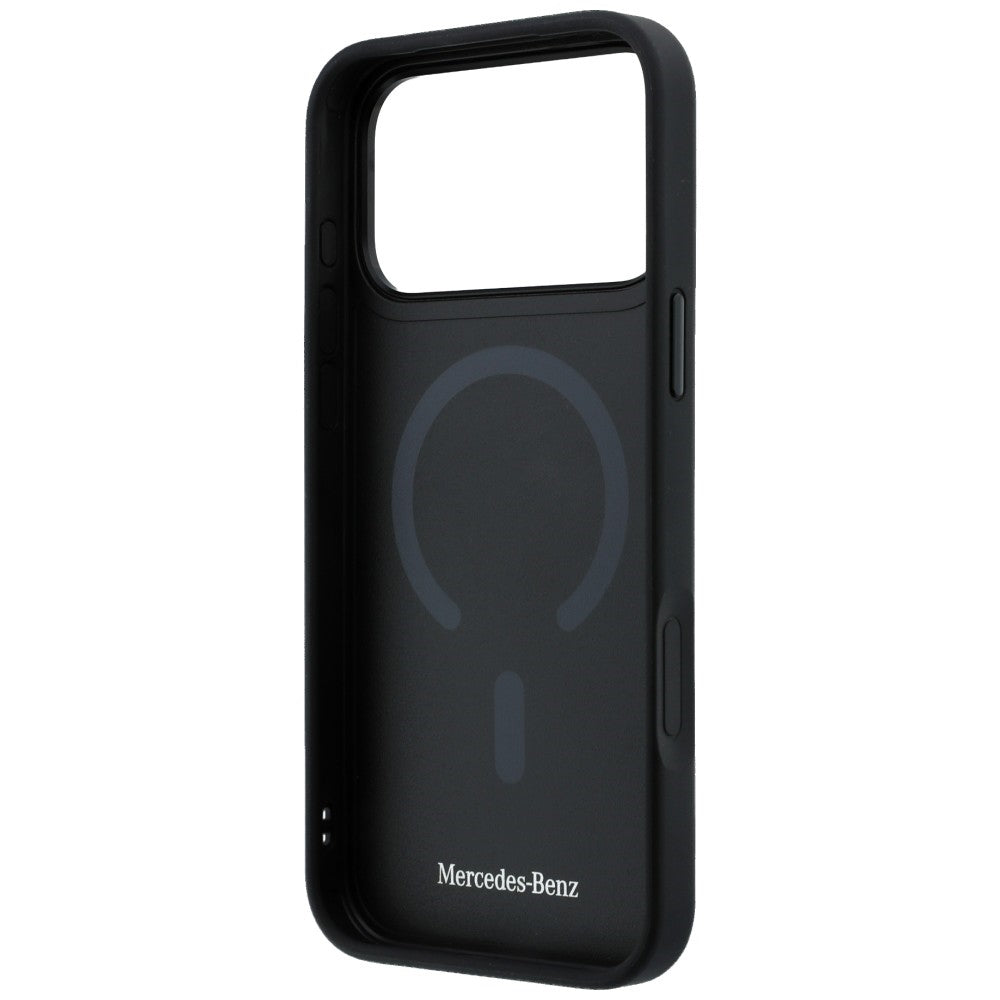 Mercedes Leather with Crossed Lines MagSafe dėklas iPhone 17 Pro Max - juodas -- iPhone 17 Pro Max