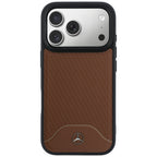 Mercedes Leather Wood Effect and Curve MagSafe dėklas iPhone 17 Pro - rudas -- iPhone 17 Pro