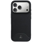 Mercedes Leather Wood Effect and Curve MagSafe dėklas iPhone 17 Pro - juodas -- iPhone 17 Pro