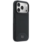 Mercedes Leather Wood Effect and Curve MagSafe dėklas iPhone 17 Pro - juodas -- iPhone 17 Pro