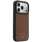 Mercedes Leather Wood Effect and Curve MagSafe dėklas iPhone 17 Pro Max - rudas -- iPhone 17 Pro Max