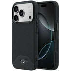 Mercedes Leather Wood Effect and Curve MagSafe dėklas iPhone 17 Pro Max - juodas -- iPhone 17 Pro Max