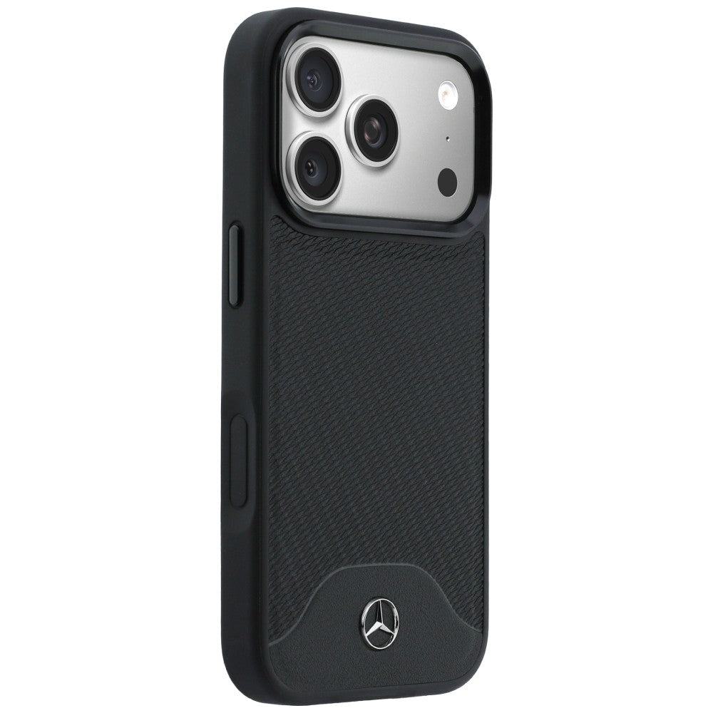 Mercedes Leather Wood Effect and Curve MagSafe dėklas iPhone 17 Pro Max - juodas -- iPhone 17 Pro Max