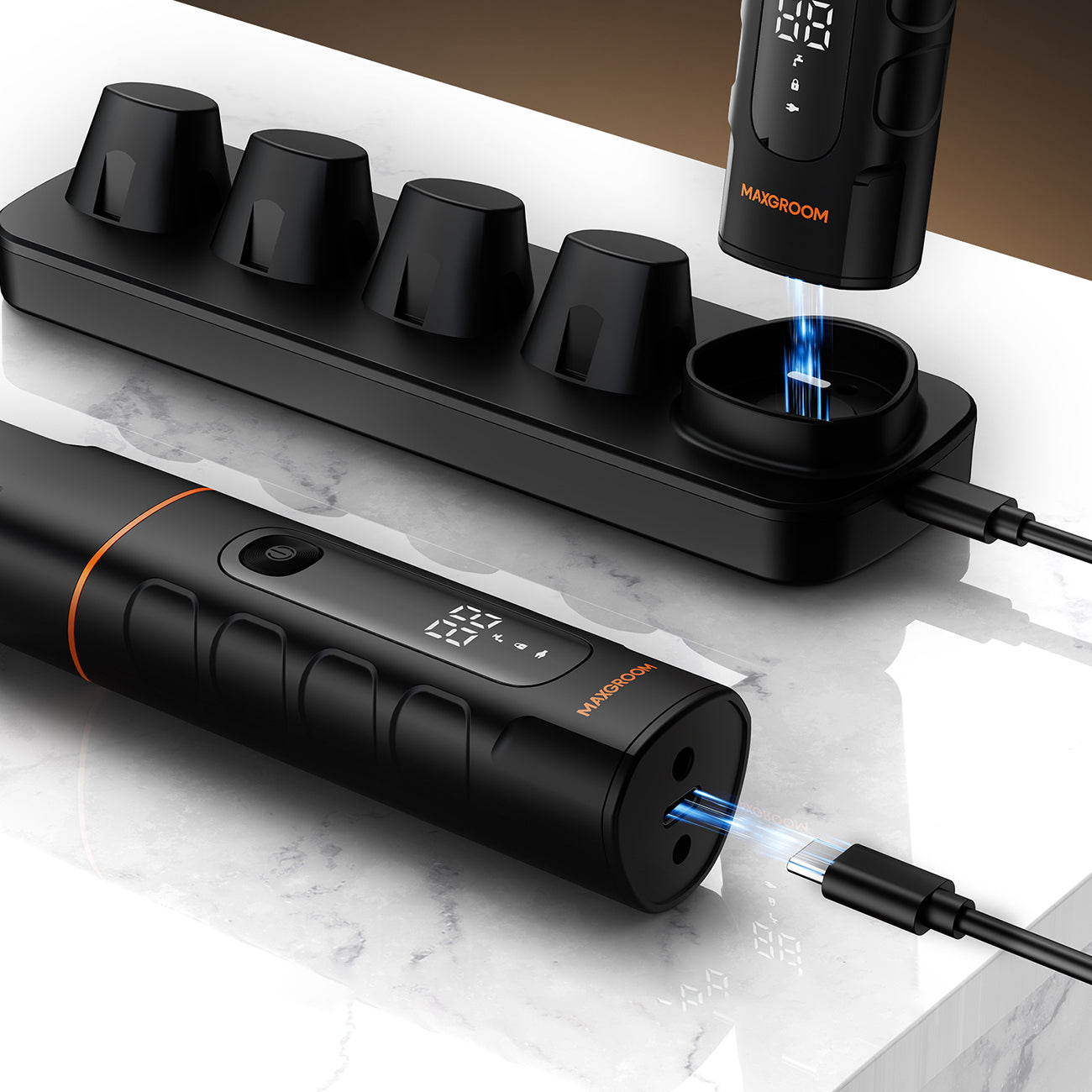MAXGROOM LK-892 universalusis apjuostuvas su pakeičiamais antgaliais - juodas -- Hair Clippers & Trimmers