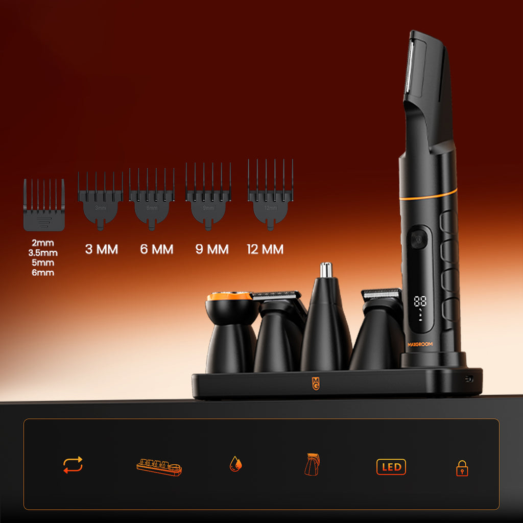 MAXGROOM LK-892 universalusis apjuostuvas su pakeičiamais antgaliais - juodas -- Hair Clippers & Trimmers