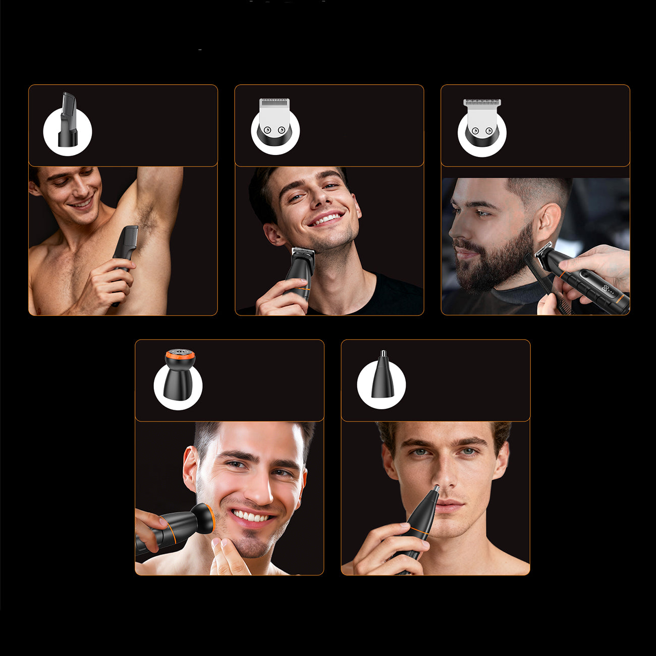 MAXGROOM LK-892 universalusis apjuostuvas su pakeičiamais antgaliais - juodas -- Hair Clippers & Trimmers