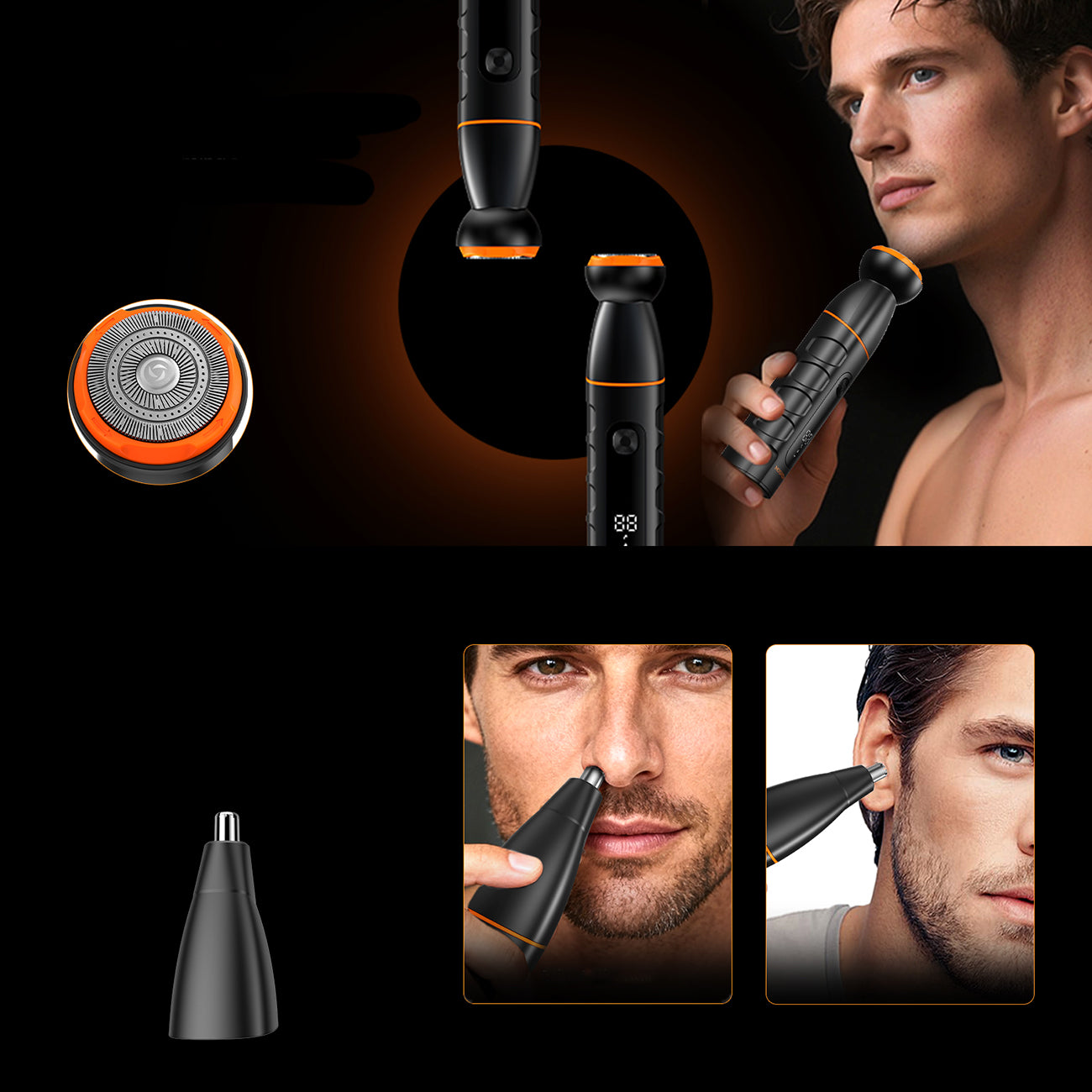 MAXGROOM LK-892 universalusis apjuostuvas su pakeičiamais antgaliais - juodas -- Hair Clippers & Trimmers