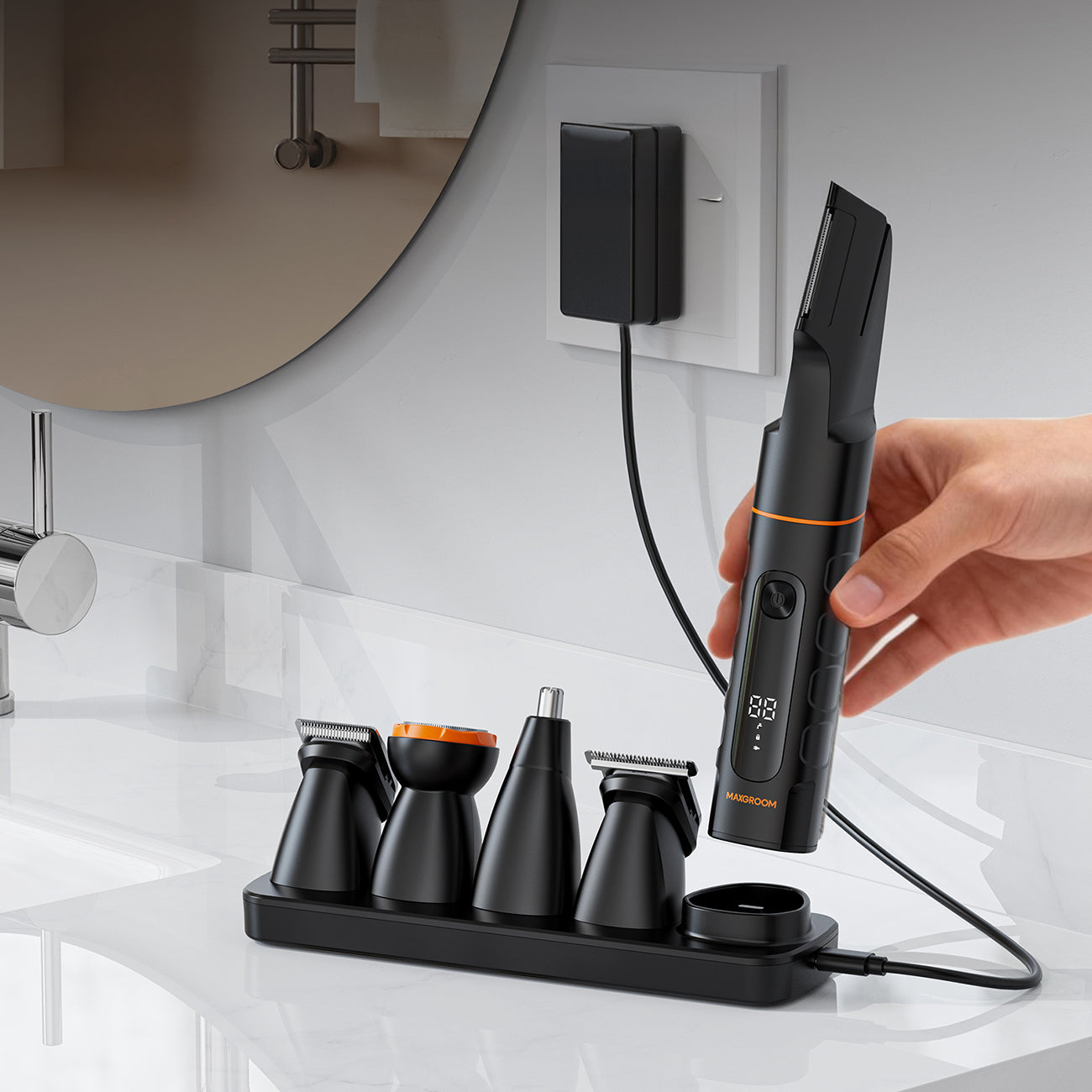 MAXGROOM LK-892 universalusis apjuostuvas su pakeičiamais antgaliais - juodas -- Hair Clippers & Trimmers