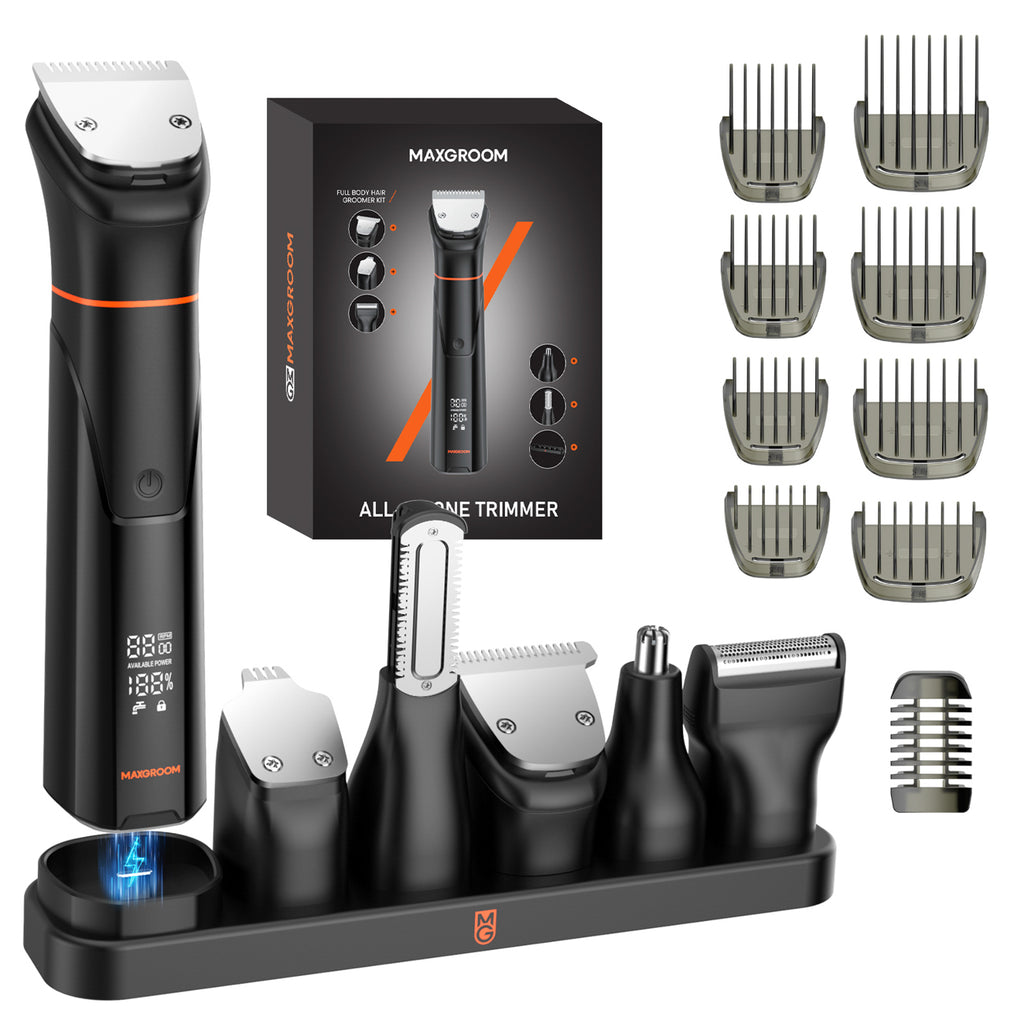 MAXGROOM JK-666 6 in 1 apjuostuvas barzai, plaukams, kūnui, nosiai ir ausims IPX6 - juodas -- Hair Clippers & Trimmers